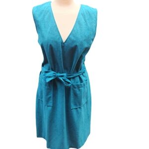 2/$30 Vintage Shift Dress Size 16 Retro Mod 60s Pockets Teal/Turquoise Sundress